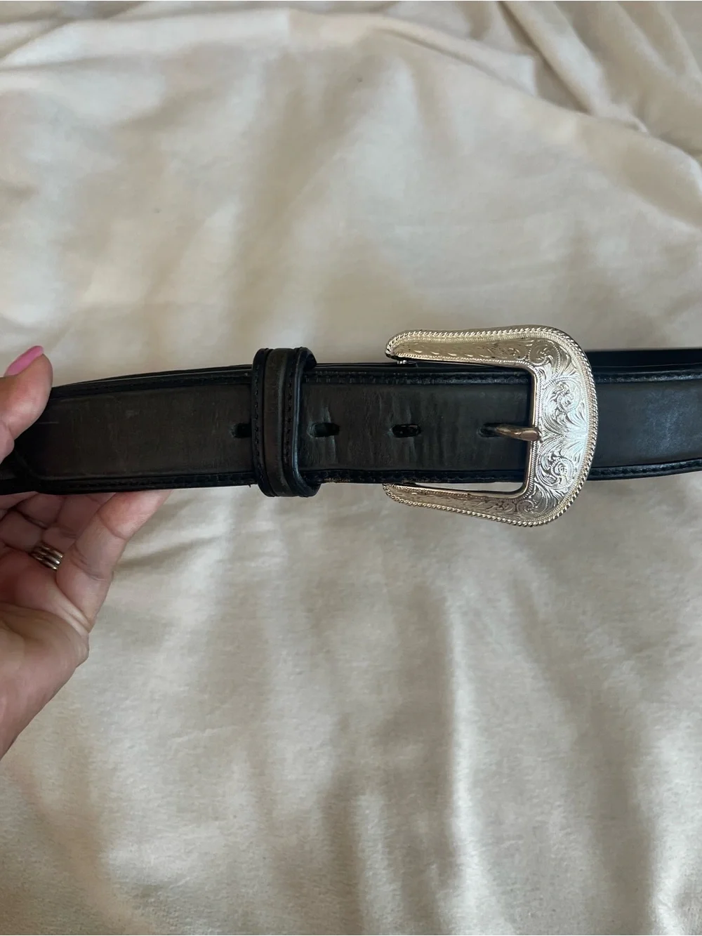Western Concho Diamond Leather Belt Size 42 Brown n Black Removable Buckle